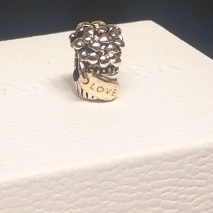PANDORA Bouquet of Flowers Sterling Silver w/14k LOVE Tag RETIRED